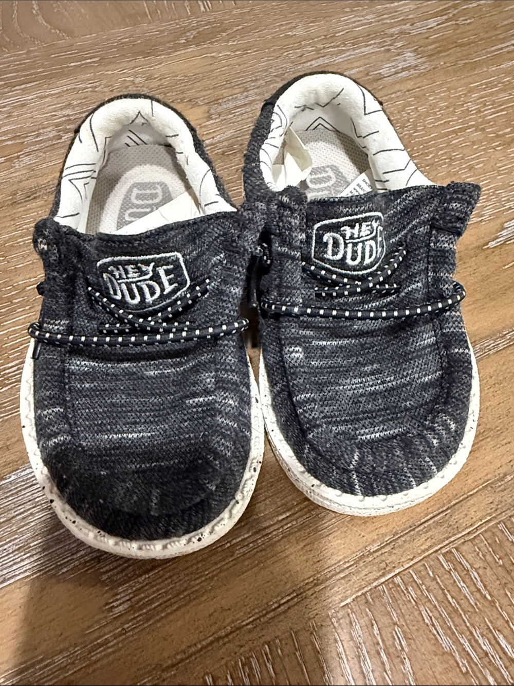 Hey Dude Kids Charcoal Black Knit Slip-On Sneakers